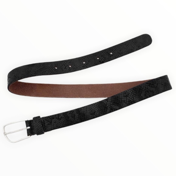 Amsterdam Heritage Luxe Belt Carli Black Itailian Leather Snake Print Belt